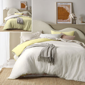 Vintage Design Homewares | Hugo Reversible White & Butter Cotton Gauze Quilt Cover Set | Super King