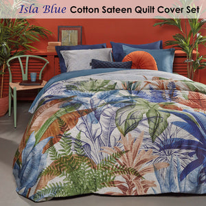 Bedding House | Isla Blue Cotton Sateen | Quilt Cover Set | King