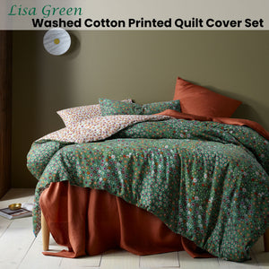 Accessorize | Lisa Green Washed Cotton Printed | Quilt Cover Set | King