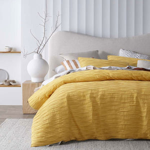 Vintage Design Homewares | Malvern Ochre Cotton | Quilt Cover Set | Single