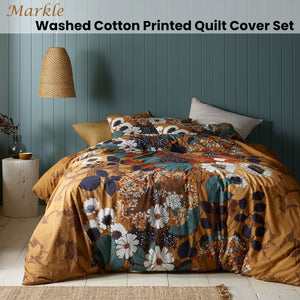 Markle Washed Cotton Printed Quilt Cover Set | Queen