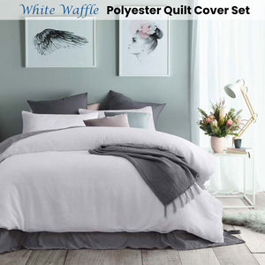 Accessorize White Waffle Polyester Quilt Cover Set | King