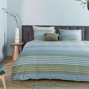 Bedding House | Rhythm Blue Green Cotton Sateen | Quilt Cover Set | King