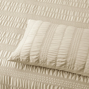 Accessorize Seersucker Natural Polyester Quilt Cover Set | Queen