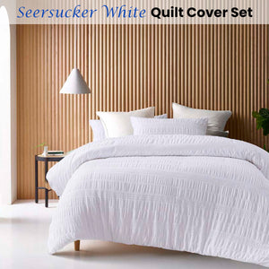 Accessorize Seersucker White Quilt Cover Set | Single