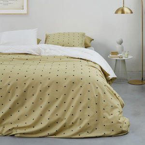 VTWonen | Striped Hearts Yellow Cotton | Quilt Cover Set | King