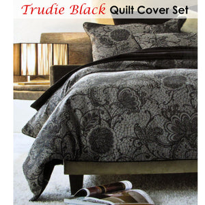 Accessorize | Trudie Black Jacquard | Quilt Cover Set | Single