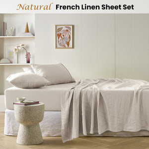 Vintage Design Homewares Natural French Linen Sheet Set | Super King
