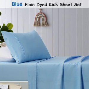 Happy Kids | Blue Plain Dyed Microfibre Sheet Set | King Single