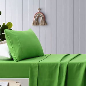 Happy Kids | Green Plain Dyed Microfibre Sheet Set | King Single