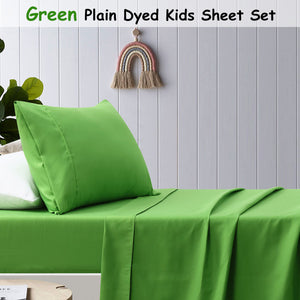 Happy Kids | Green Plain Dyed Microfibre Sheet Set | King Single