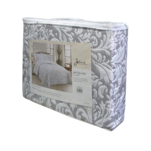 Jane Barrington Grey & White Lightly Quilted Jacquard Reversible Coverlet Set | Queen