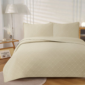 Jane Barrington Morris Beige Ultrasonic Embossed Lightly Quilted Reversible Coverlet Set | King