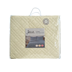Jane Barrington Morris Beige Ultrasonic Embossed Lightly Quilted Reversible Coverlet Set | Queen