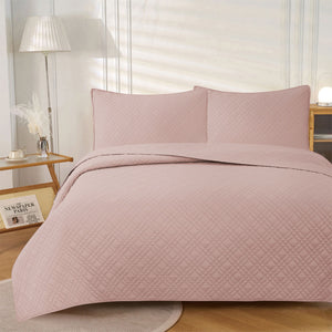 Jane Barrington Morris Blush Ultrasonic Embossed Lightly Quilted Reversible Coverlet Set | King