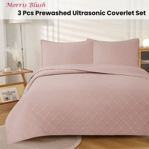 Jane Barrington Morris Blush Ultrasonic Embossed Lightly Quilted Reversible Coverlet Set | King
