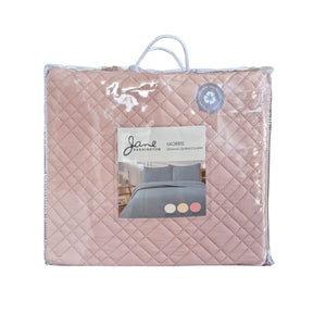Jane Barrington Morris Blush Ultrasonic Embossed Lightly Quilted Reversible Coverlet Set | King