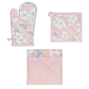 Set of 3 | Renee Cotton Cover | Kitchen Textile | Rose Pink