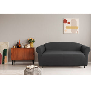 Elan Cambridge Extra-Stretch Couch Cover | Steel | Two Seater | Steel