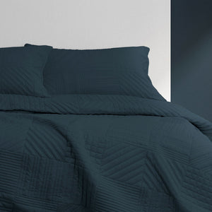 Ardor Finley Navy 3 Pcs Quilted Coverlet Set | Queen/King