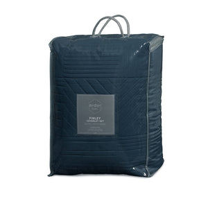 Ardor Finley Navy 3 Pcs Quilted Coverlet Set | Queen/King