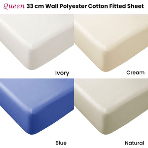 Essentially Home Living Polyester Cotton Fitted Sheet | 33cm Wall | Queen | Ivory