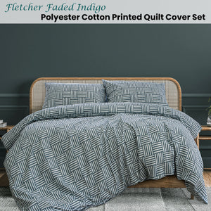 Ardor Fletcher Faded Indigo Printed Quilt Cover Set | King