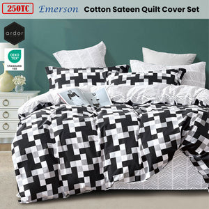 Ardor 250TC Emerson Geometric Cotton Sateen Quilt Cover Set | King