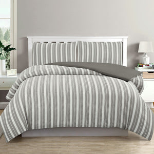 Ardor Cove Charcoal Seersucker Waffle Quilt Cover Set | Queen