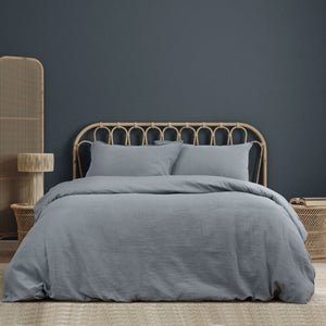Ardor Earth Grey Cotton Gauze Quilt Cover Set | Queen