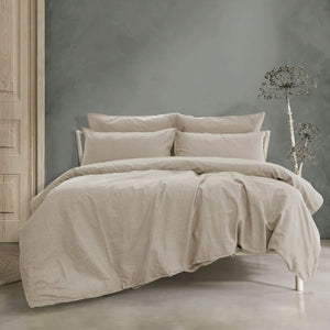 Ardor Embre Taupe (Also Known as Warm Grey) 100% Washed Cotton Quilt Cover Set | Queen