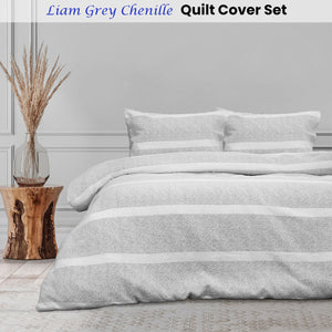 Ardor Liam Chenille Textured Grey Quilt Cover Set | Double