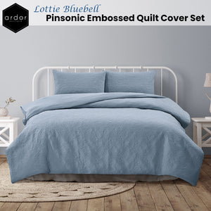 Ardor Lottie Bluebell Pinsonic Embossed Quilt Cover Set | Queen
