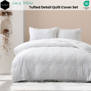 Ardor Lucy White Tufted Detail Quilt Cover Set | Double
