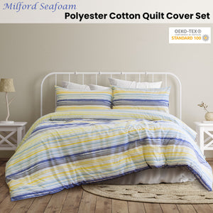 Ardor Milford Seafoam Polyester Cotton Quilt Cover Set | Queen