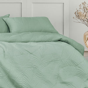 Ardor Molly Palm Green Quilted Quilt Cover Set | King