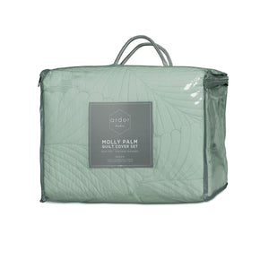 Ardor Molly Palm Green Quilted Quilt Cover Set | King