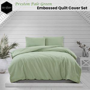 Ardor Preston Pale Green Embossed Quilt Cover Set | King