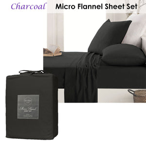 Ardor Micro Flannel Sheet Set | Charcoal | Mega King