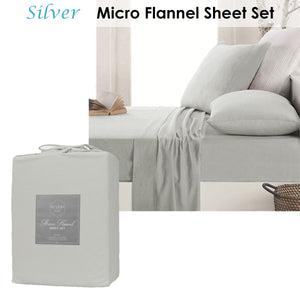 Ardor Micro Flannel Sheet Set | Silver | Mega Queen