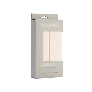 Set of 2 Little Bamboo Jersey Fitted Sheet | Bassinet Size | Herringbone Dusty Pink