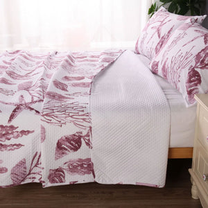 Ramesses Coast Pink | 3 Pcs Bamboo Blend Ultrasonic Reversible Comforter Set | King
