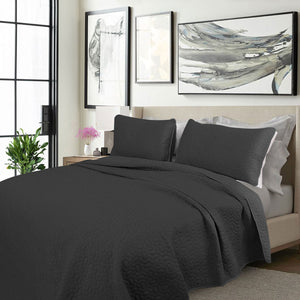 Shangri La 2000TC Charcoal Cooling Embroidered 3-Piece Comforter Set | King