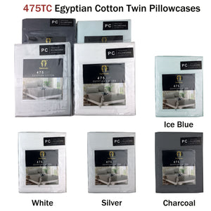 Ramesses 475TC Egyptian Cotton Twin Standard Pillowcases | White