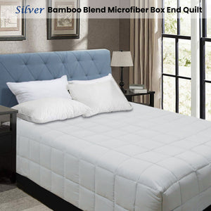 Shangri La Bamboo Blend Microfiber Box End Quilt | Silver | Queen