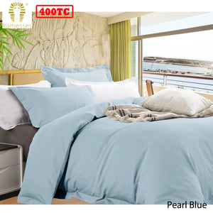 Ramesses Bamboo Cotton Quilt Cover Set | Pearl Blue | Queen