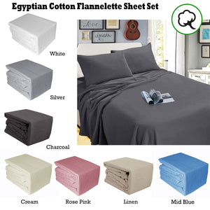 Ramesses Egyptian Cotton Flannel Sheet Set | Silver | Single