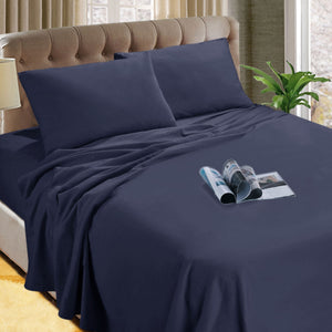 Kingtex Micro Flannelette Sheet Set | 40cm Wall | Denim | Single