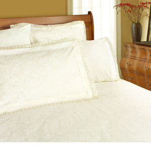Shangri La Microfibre Machine Lace Sheet Set | Cream | Double