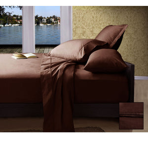 Ramesses 1000TC American Pima Cotton Plain Design Sheet Set | Chocolate | Queen